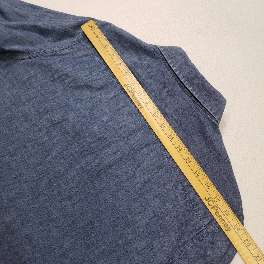 Banana Republic Button Up Shirt Men XL Blue Nepped Chambray Cotton Casual 124076
